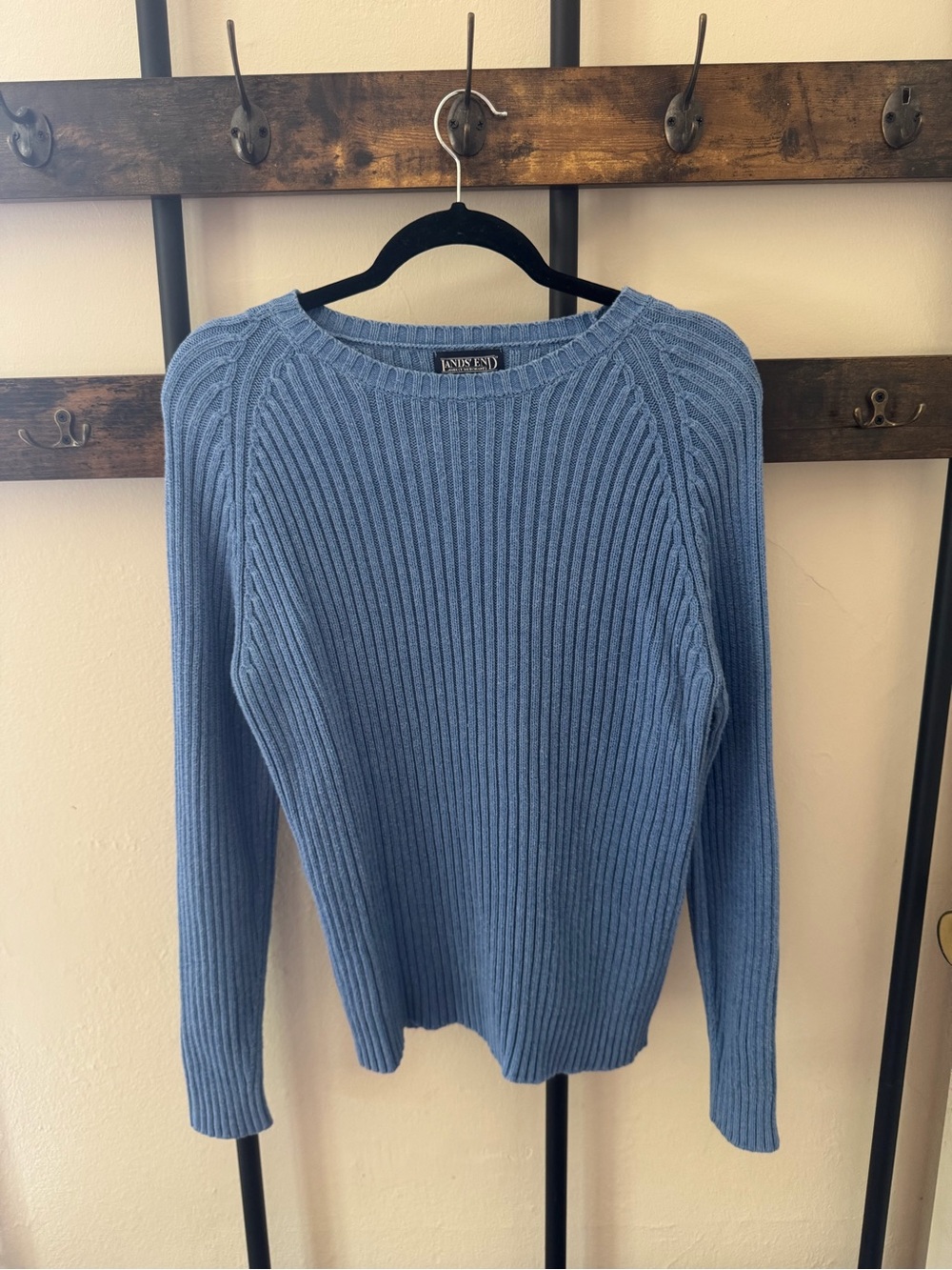 Lands' End Light Blue Ribbed Crewneck Sweater